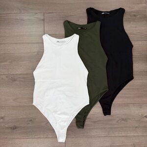 ZARA contour Bodysuits - White, Olive, Black